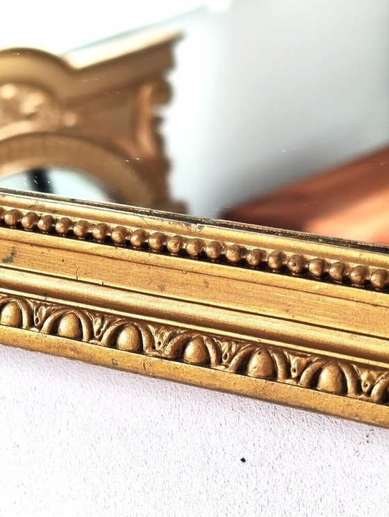 Antieke spiegel met verguld en gevormd houten frame. – Wood (photo 6 of 13)