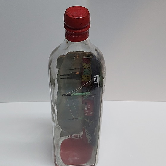 Image 1 of Barco de pesca en una botella, arte popular antiguo, 1950, Bélgica, Zeebrugge