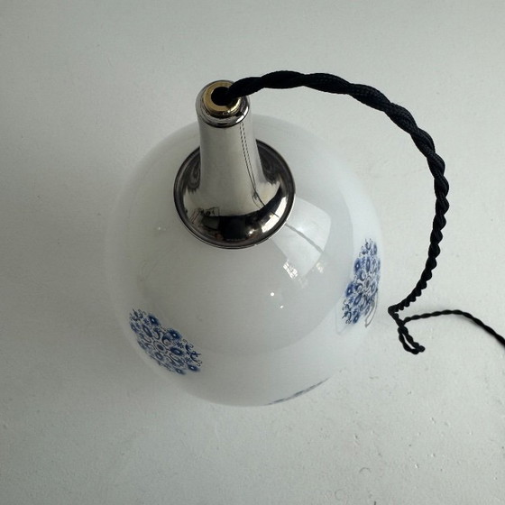 Large Vintage Ovoid Opaline Pendant Lamp 1970 – Glass (photo 6 of 11)