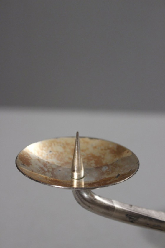 Image 1 of WMF Ikora - zilverkleurige metalen kroonluchter met 4 lampen, modernistisch ontwerp, jaren 1950