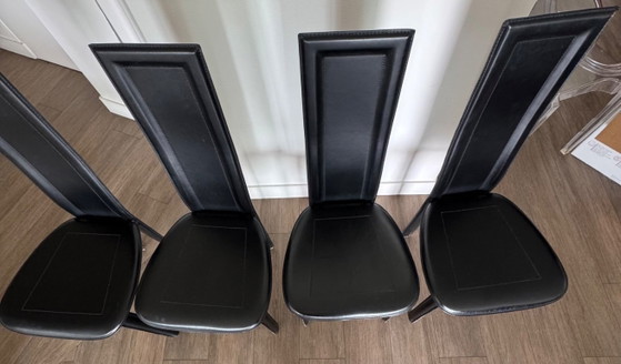 Image 1 of Selling 4 Roche Bobois black leather dining chairs