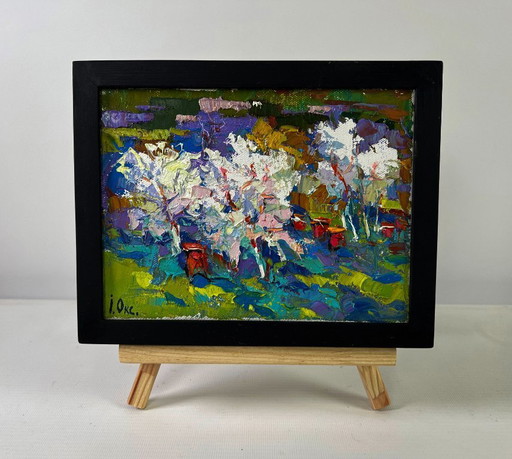Original Oil Painting Colorful Nature Landscape Nature in the colors of the spring