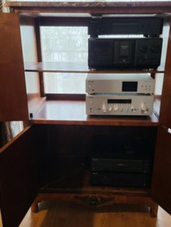 Image 1 of Louis XVI style tall cabinet in wood and French marble slab