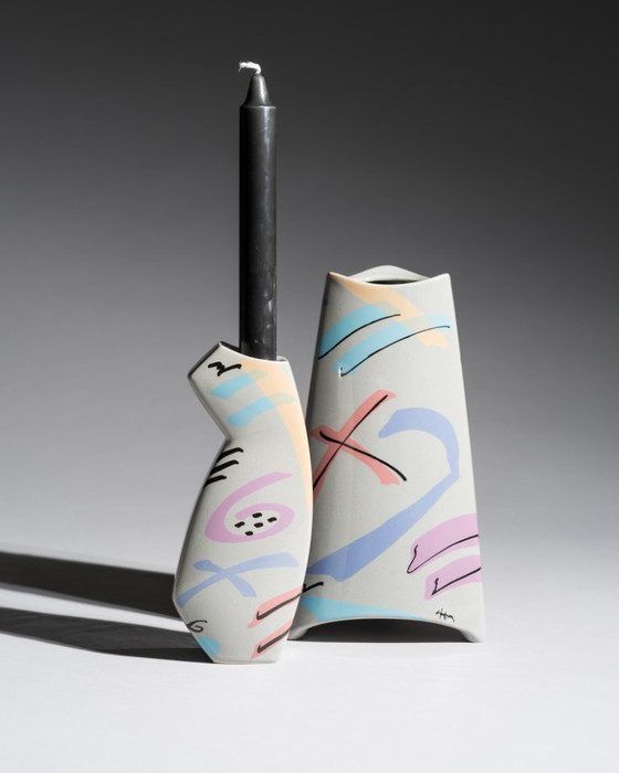 Image 1 of Dorothy Hafner para Rosenthal, Dúo de jarrones "Flash", Alemania, años 80