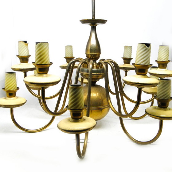 Vintage Metal Chandelier, Poland, 1980s – Brass (photo 10 of 13)