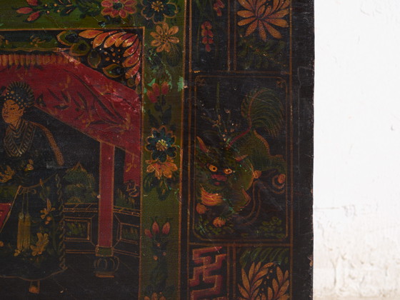 Baule antico dipinto in legno di pino – Cina, circa 1900 – Armadi contenitori, Iron (photo 29 of 40)