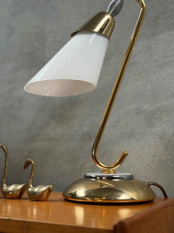 Image 1 of Lampe de bureau/lampe de table en laiton style années 50