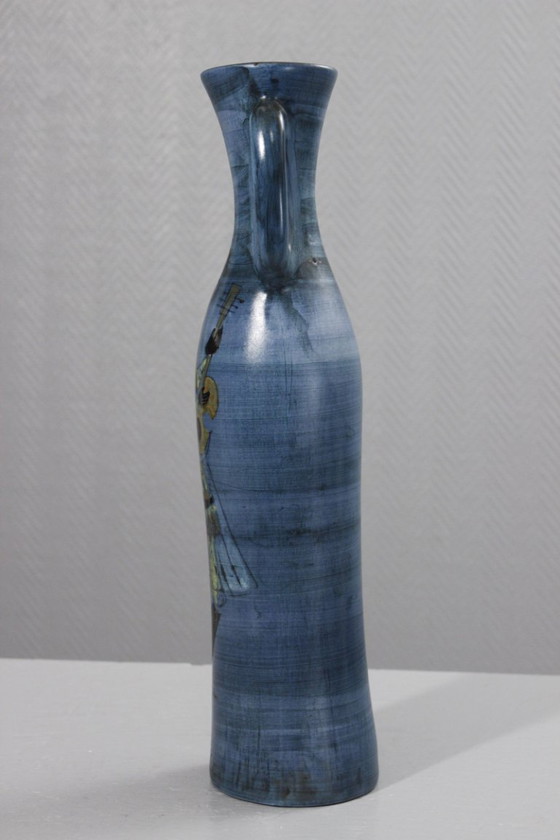 Image 1 of Jean De Lespinasse in Nice - Large pitcher decorated with a mandolin player, 1950s