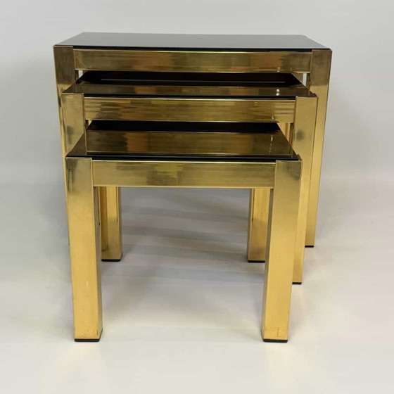 Ensemble de 3 tables gigognes par Belgo Chrom – Tables d'appoint, Hollywood Regency (photo 13 of 21)