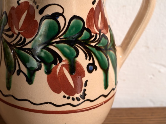 Pair of Vintage Glazed Ceramic Jugs, Central Europe, circa 1950 #1, Crockery, Red (photo 10 of 11)