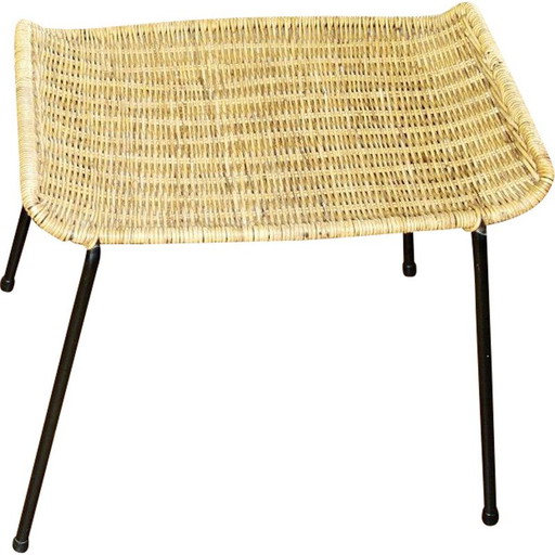 Basket stool in steel and wicker by Franco Legler