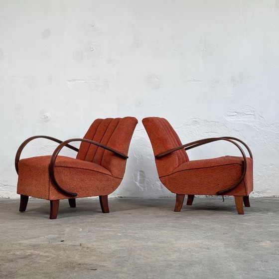 Image 1 of Pareja de sillones Halabala H-410, década de 1930 – Art Déco checoslovaco
