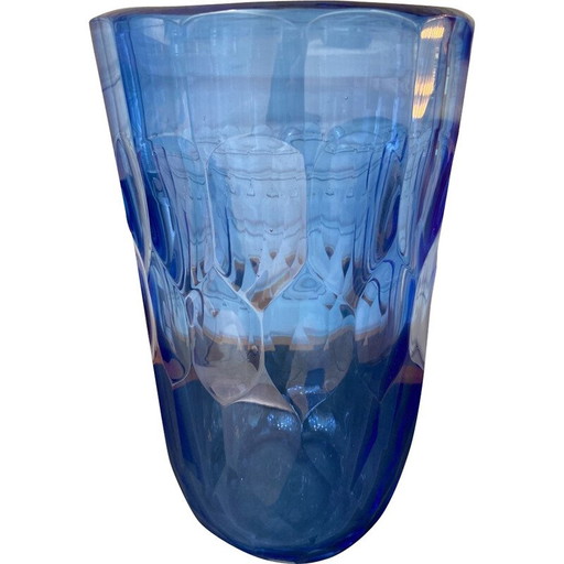 Vintage blauwe Murano glazen vaas van Alberto Dona, 1980