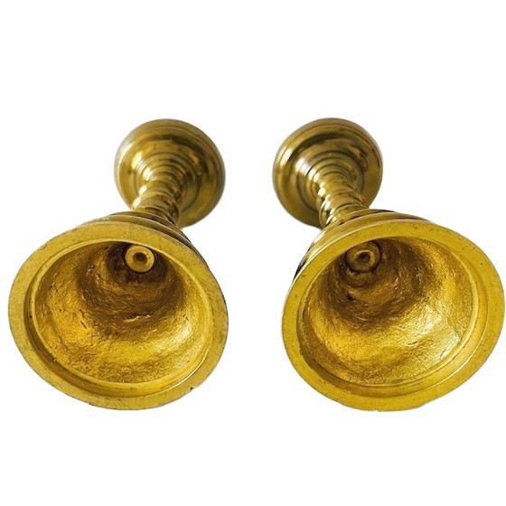 Image 1 of Set of antique brass baluster candlesticks 1900's