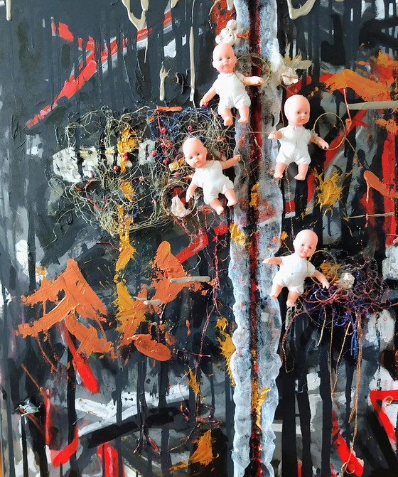 Image 1 of T. van Steenbergen "Four dolls" 80 x 100 cm