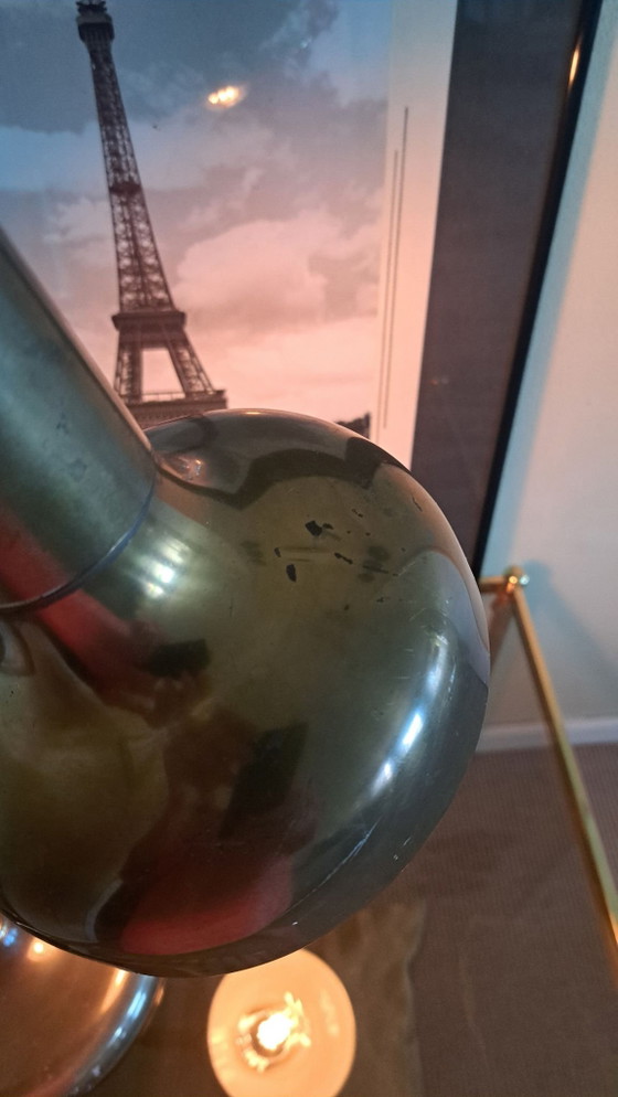 Vintage gold-colored metal table desk lamp adjustable head, Table lamps (photo 3 of 12)