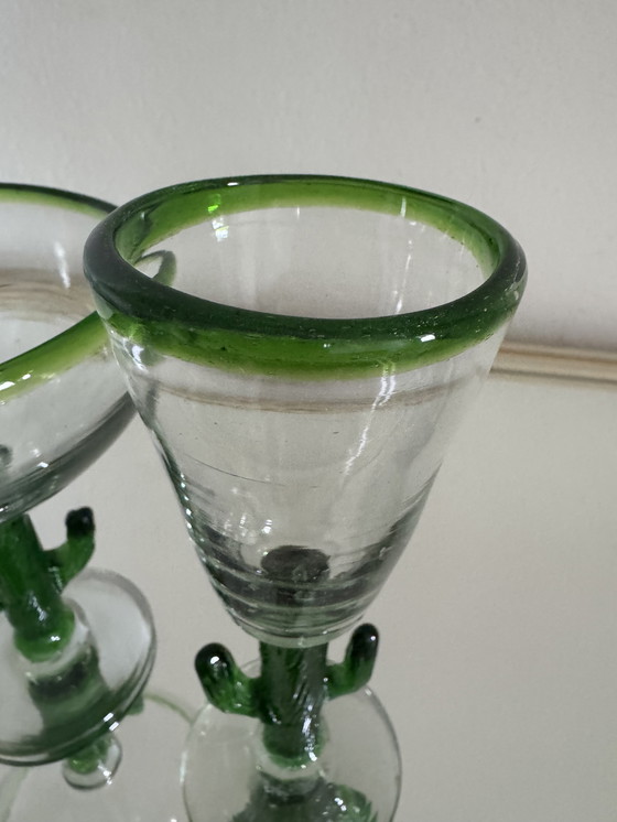 Image 1 of Vintage geblazen glazen cactus glazen