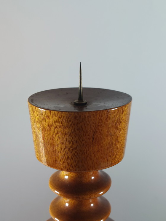 Image 1 of Candeliere vintage di metà secolo, tornito, forma organica, anni '70