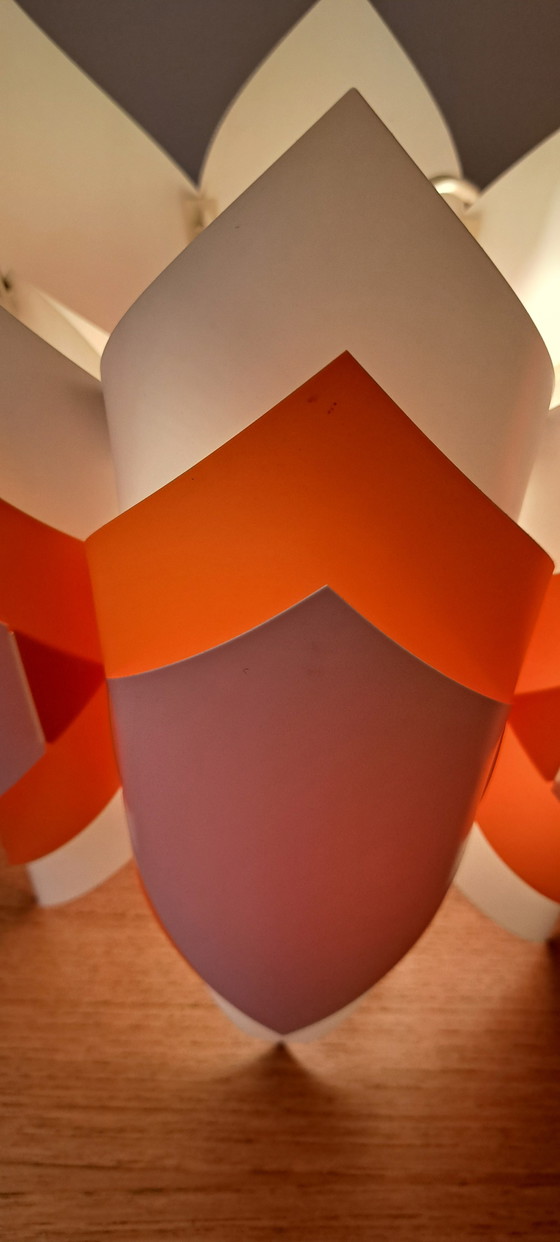 Image 1 of Lampada a sospensione vintage – Design anni '70 – Plastica – Arancione/Bianco – Ottime condizioni