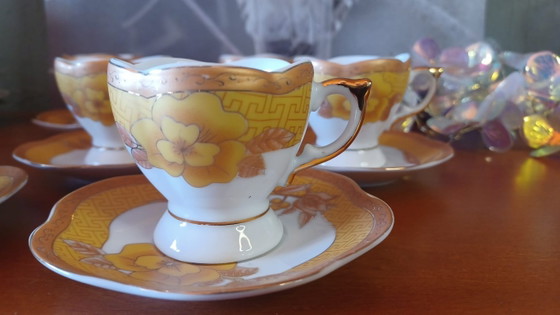 Image 1 of Set di 6 tazzine da caffè espresso vintage in porcellana Yamasen Japan, placcate in oro 24 carati.