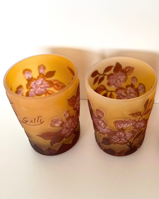 Image 1 of Set di 2 bicchieri in stile Gallé – Design floreale Art Nouveau