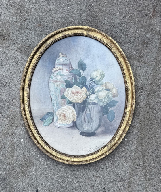 Image 1 of Watercolor Still Life in Antique Style by Julia Convert