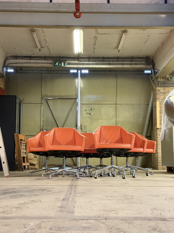 Image 1 of 7x Casala Parker designstoelen | Oranje leer