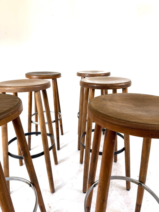 Image 1 of Set di 6 sgabelli da bar brutalisti anni '60