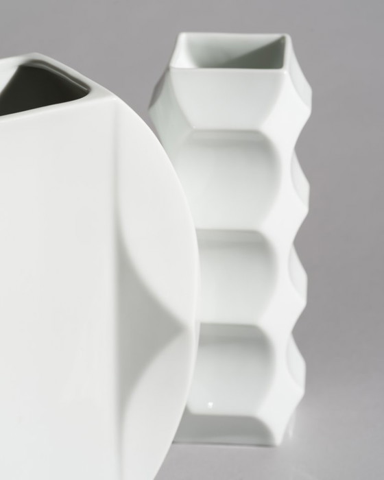 Image 1 of Heinrich Fuchs “ARCHAIS” Porcelain Vase Duo for Hutschenreuther, Germany 60s-70s