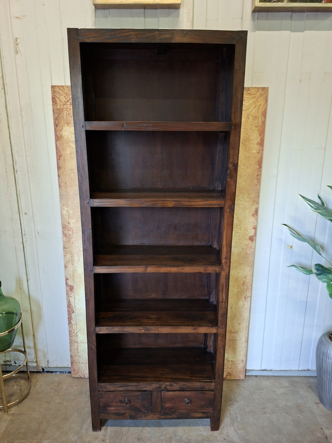 Colonial teak bookcase dim, 70x30cm and 194cm high
