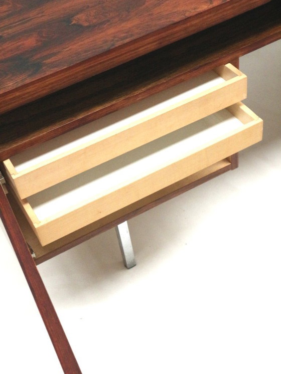 Image 1 of Groot vintage palissander bureau / directiebureau van Leo Bub voor Wertmöbel uit de jaren ’60