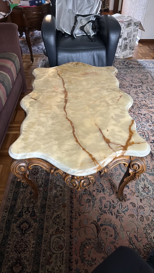 Table basse avec plateau en marbre véritable
