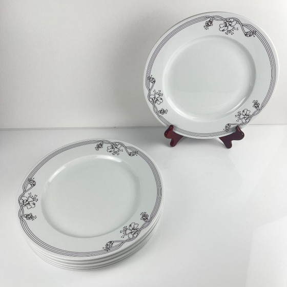 Image 1 of Set of 6 "Elysa" dinner plates, Sarreguemines, 1980/90