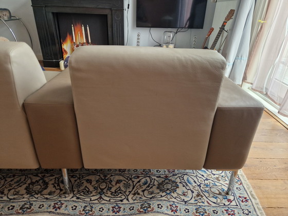 Image 1 of 3 Zits leren design bank, bankstel. Als nieuw.