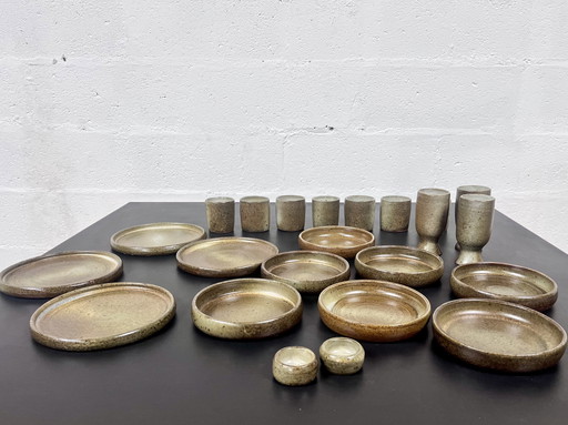Tafelservice aus Pyrité-Steingut, La Borne, 1970er Jahre
