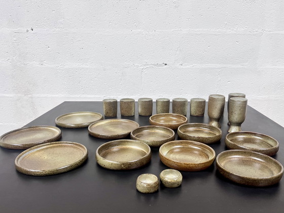 Image 1 of Pyrité steengoed servies, La Borne, 1970