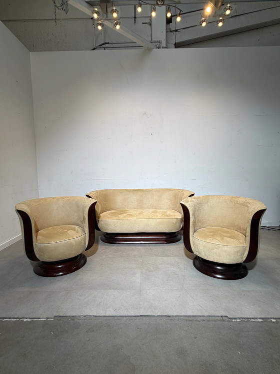 Conjunto de sofás Tulip de estilo Art Déco – 2 sillones y sofá de dos plazas – Hotel Le Malandre (photo 9 of 10)