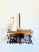 Vintage string wall rack 1960s/70s - wood & metal