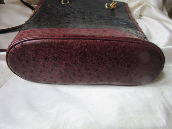 Image 1 of Guy Laroche Paris schoudertas, crossover tas, emmermodel, struisvogel leer, vintage