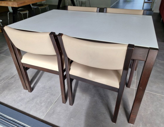 Image 1 of Ensemble de salle à manger Pastoe : table + quatre chaises