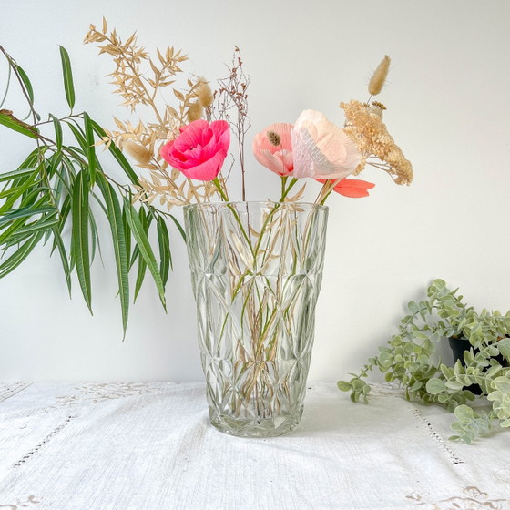 Vintage Geometric Pattern Glass Vase – Geometrisch (photo 3 of 9)