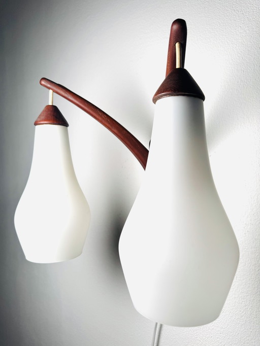 DOUBLE-ARM WALL LAMP BY UNO & ÖSTEN KRISTIANSSON FOR LUXUS, SWEDEN, 1960s