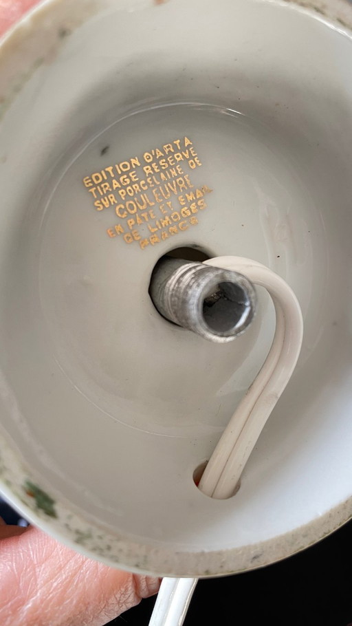 Lampada in porcellana di Limoges, Francia