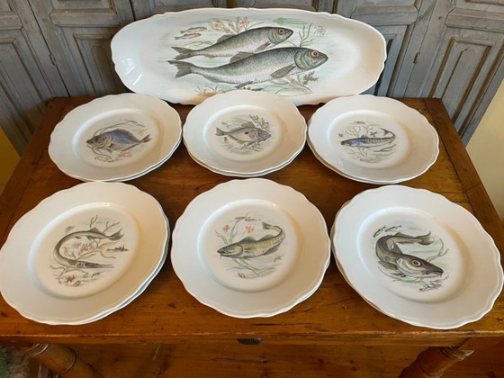 Image 1 of Piatti e ciotola in porcellana di Limoges con pesce francese