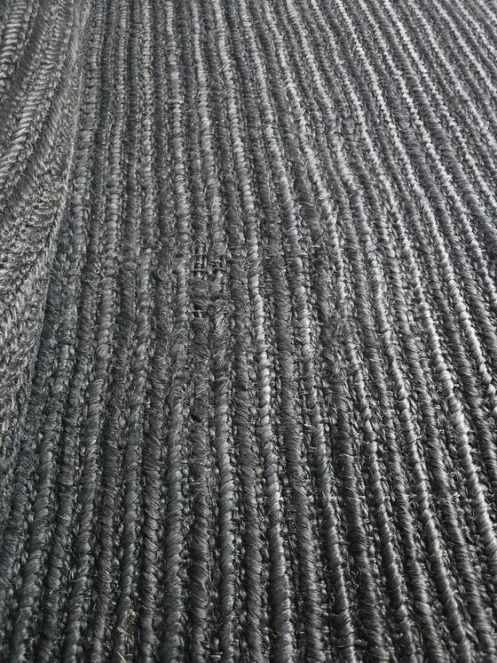 Image 1 of Exclusief Bananenblad-vezel Vloerkleed (3x4m) – Antraciet/Zwart