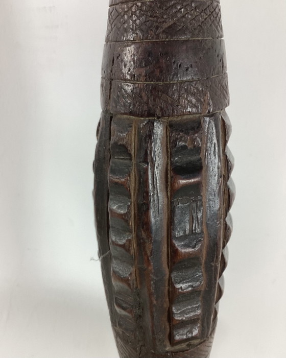 Image 1 of Antieke Vintage Noord-Afrikaanse Houten Vijzel Met Stamper