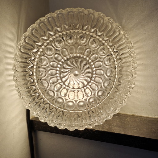Lámpara de techo empotrada de cristal texturizado estilo vintage | Lámpara de pared o techo de los años 70