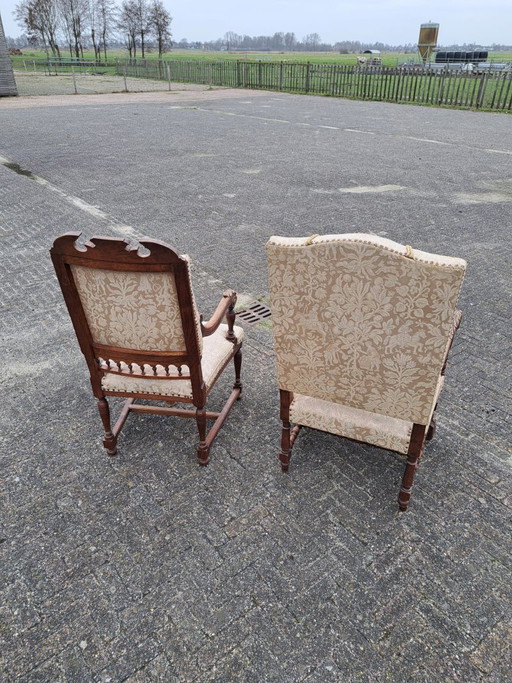 Juego de 2 sillones antiguos de estilo barroco/neorrenacentista. – fauteuils, Wood (photo 2 of 12)