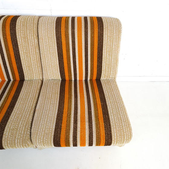 Image 1 of Canapé modulable vintage des années 70, en tissu velours côtelé, orange-brun