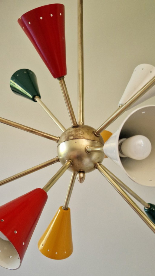 Vintage Stilnovo Sputnik Kronleuchter, italienischer Mid-Century-Stil, Messing